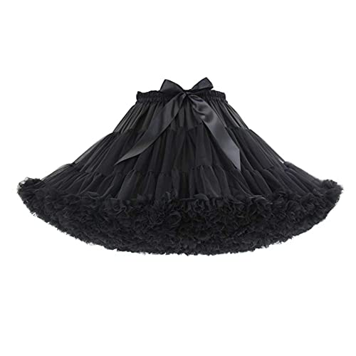 PhilaeEC Damen Petticoat Tüllrock Tutu Unterrock Ballett Tanzkleid Cosplay Ballkleid Abendkleid Gelegenheit Zubehör, Länge 40cm, Taille 55-95cm(Schwarz) von PhilaeEC