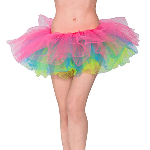 PhilaeEC Damen Tüllrock Tütü Rock Minirock 6 Lagen Petticoat Tanzkleid Dehnbaren Mini Tutu Rock Erwachsene Ballettrock Tüllrock für Party Ballett Halloween Kostüme Tanzen von PhilaeEC