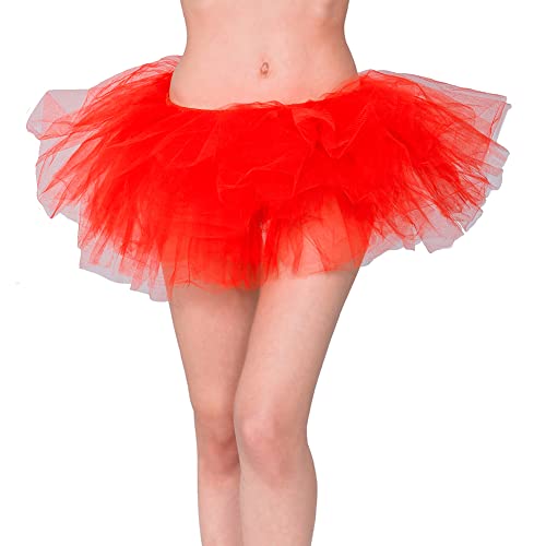 PhilaeEC Damen Tüllrock Tütü Rock Minirock 6 Lagen Petticoat Tanzkleid Dehnbaren Mini Tutu Rock Erwachsene Ballettrock Tüllrock für Party Ballett Halloween Kostüme Tanzen von PhilaeEC