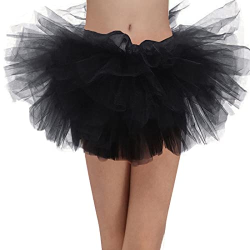 PhilaeEC Damen Tüllrock Tütü Rock Minirock 6 Lagen Petticoat Tanzkleid Dehnbaren Mini Tutu Rock Erwachsene Ballettrock Tüllrock für Party Ballett Halloween Kostüme Tanzen von PhilaeEC