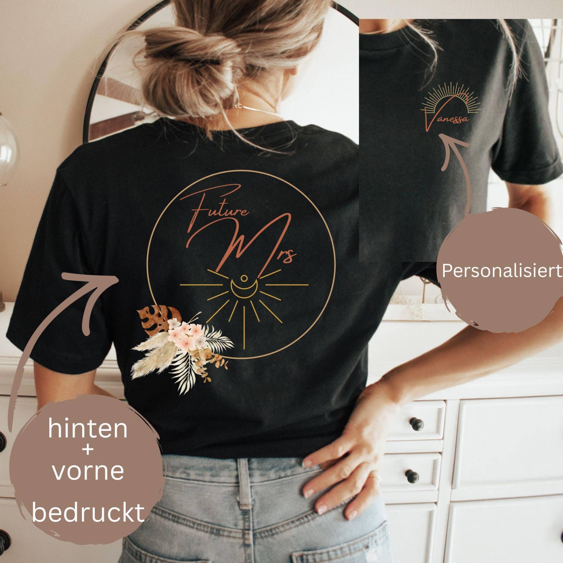 Jga Shirt Personalisiert Mit Namen Braut Crew Mrs Future Team Bride Damen Frauen Junggesellinnenabschied Hochzeit Aus 100% Baumwolle von PhilessaCreations
