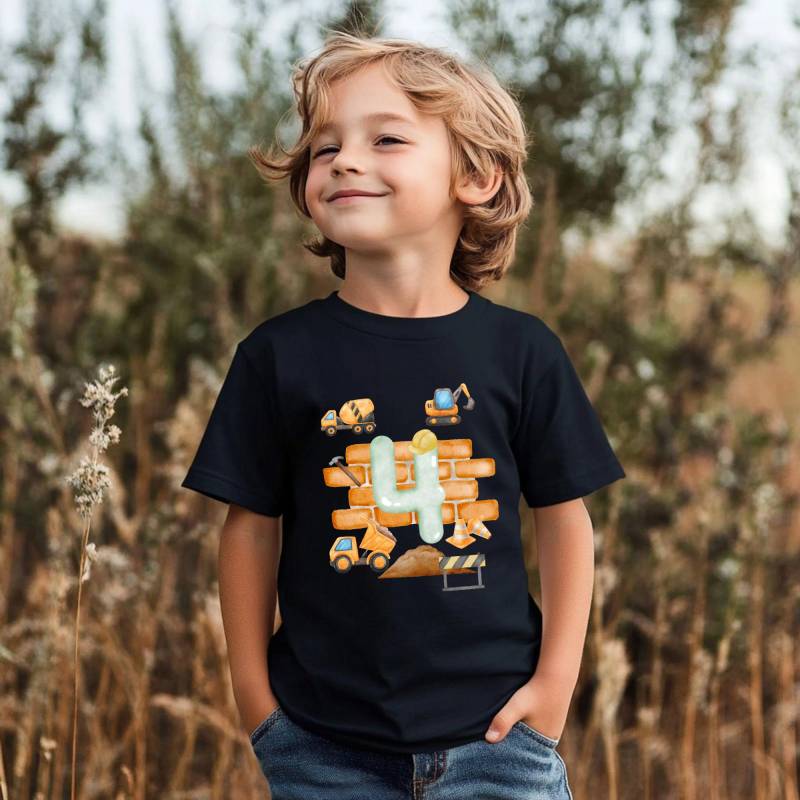 Personalisiertes Geburtstagsshirt Geburtstagskind Mädchen Junge Baby T-Shirt Alter Namen Baustelle Bagger Kipplader Sand Helm von PhilessaCreations