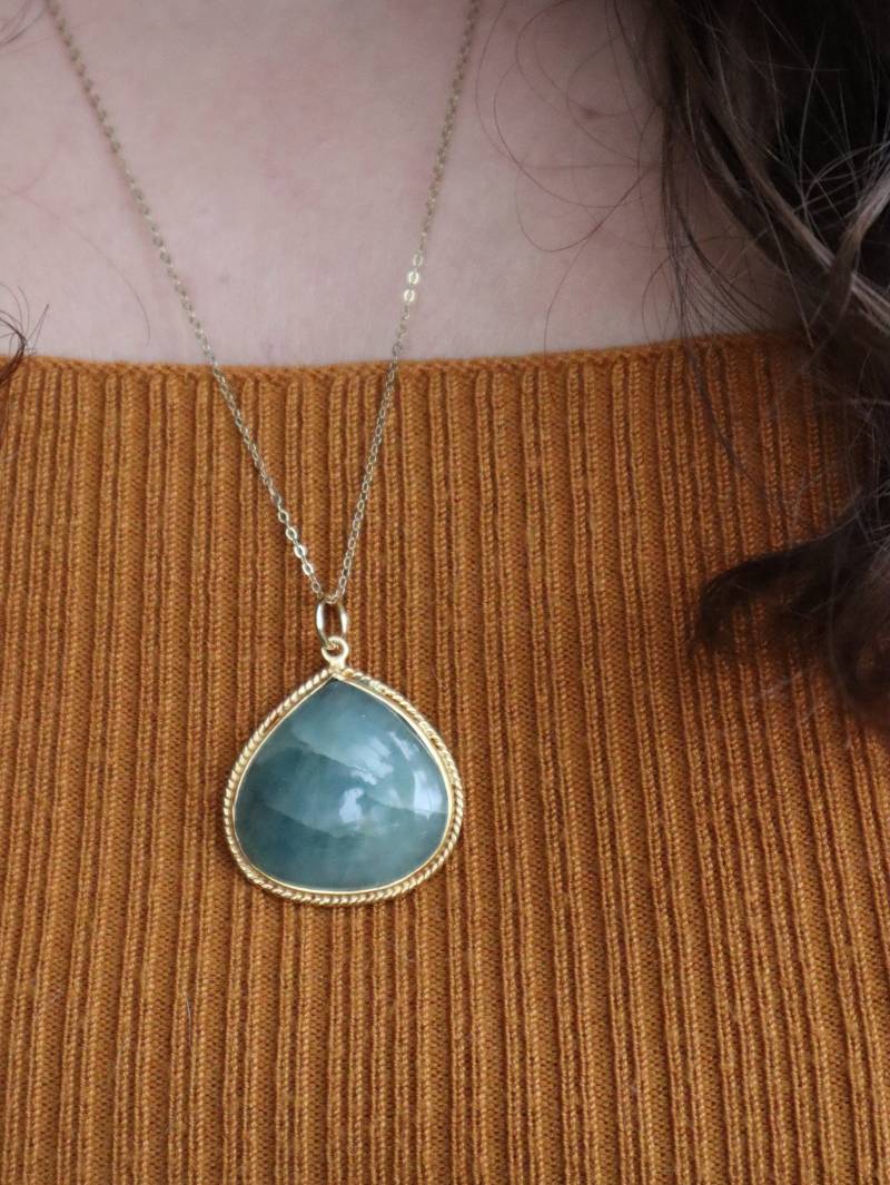 Aquamarin Kette Gefasst 925 Sterling Silber Vergoldet Grün-Blau Edelstein Natürlich Aquamarin Kette Gefasst 925 Sterling Silber Vergoldet Grün-Blau Edelstein Natürlich von Philiafull