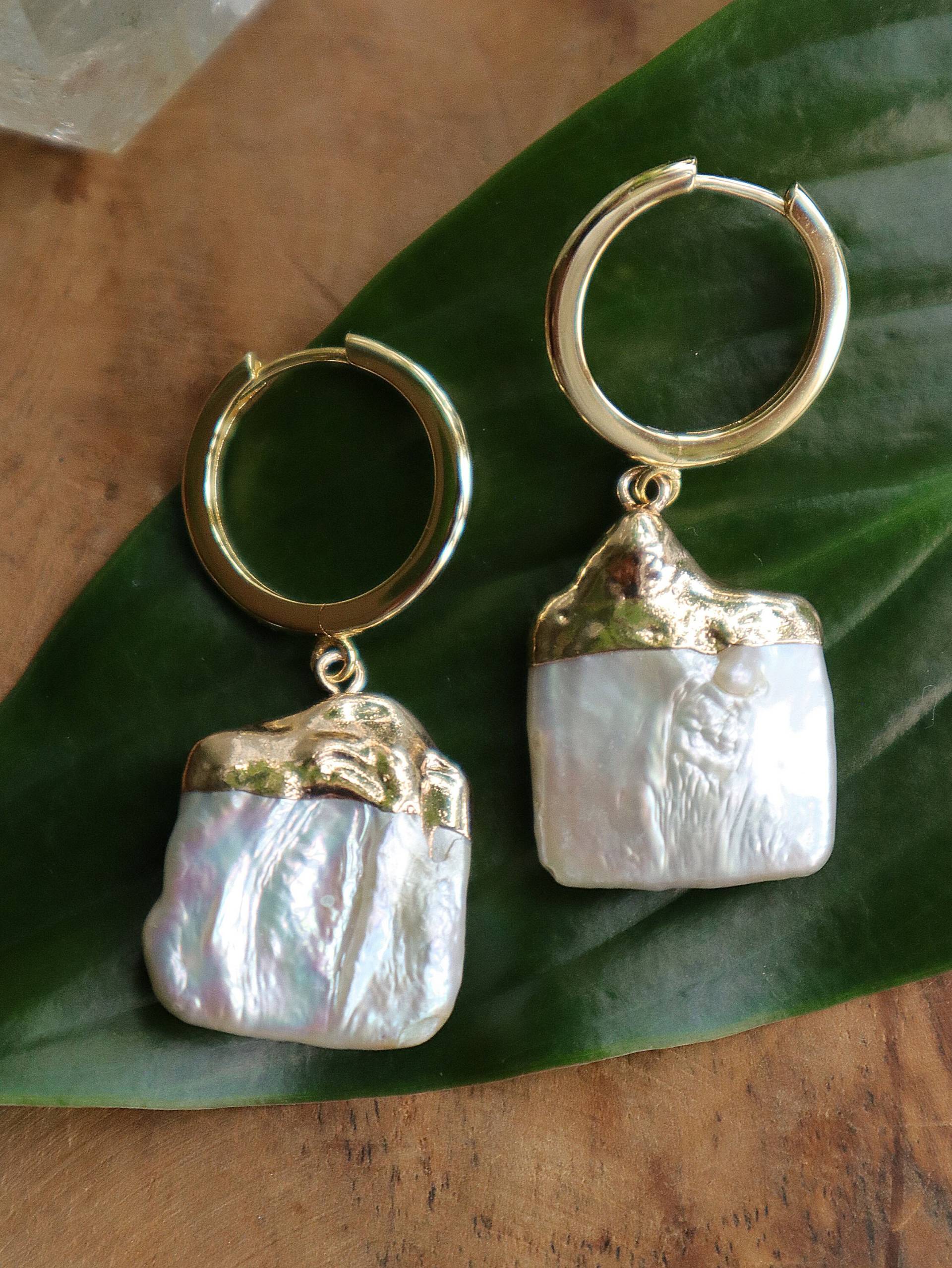 Hochwertige 14 K Vergoldete 925 Sterling Silber Klapp-Creolen Mit Großen Natürlichen Süßwasserperlen Anhängern 20 Mm Boho Hippie Perlen Hochwertige 14 K Vergoldete 925 Sterling Silber Klapp-Creolen Mit Großen Natürlichen Süßwasserperlen Anhängern 20 Mm Boho Hippie Perlen von Philiafull
