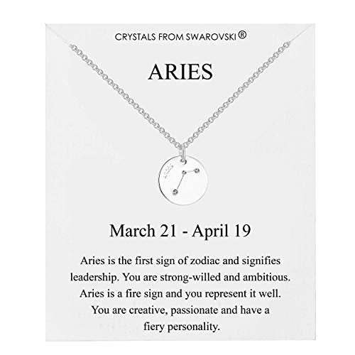 Aries Zodiac Disc Halskette mit Kristallen von Swarovski® im Geschenk Beutel. von Philip Jones