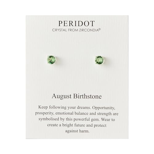 Geburtsstein-Ohrringe August (Peridot) Erstellt mit Zircondia®-Kristallen von Philip Jones