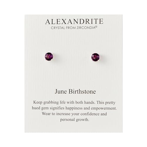 Geburtsstein-Ohrringe Juni (Alexandrit) mit Zircondia®-Kristallen von Philip Jones