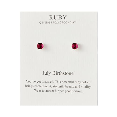 Geburtsstein-Ohrringe Juli (Rubin) Erstellt mit Zircondia®-Kristallen von Philip Jones