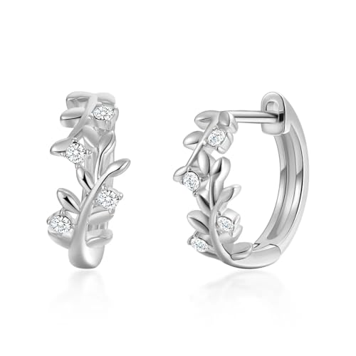 Philip Jones Silberne Blätter-Ohrringe mit Kristallen von Swarovski®, inklusive Geschenkbeutel von Philip Jones