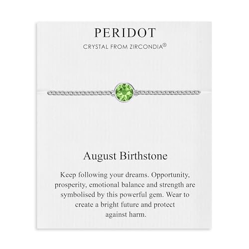 Philip Jones August (Peridot) Geburtsstein-Fußkettchen mit Zircondia®-Kristallen von Philip Jones