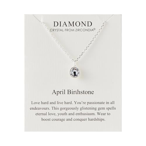Philip Jones Geburtsstein-Halskette April (Diamant) Erstellt mit Zircondia®-Kristallen von Philip Jones