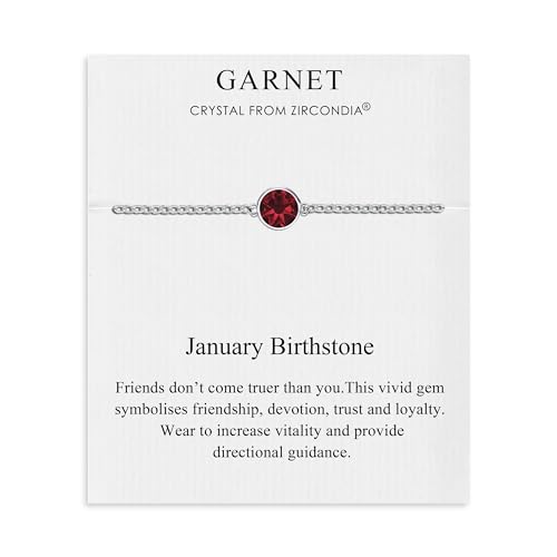Philip Jones Januar (Granat) Geburtsstein-Fußkettchen mit Zircondia®-Kristallen von Philip Jones