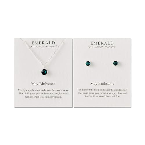 Philip Jones Mai (Smaragd) Geburtsstein Halskette & Ohrringe Set Erstellt mit Zircondia® Kristallen von Philip Jones