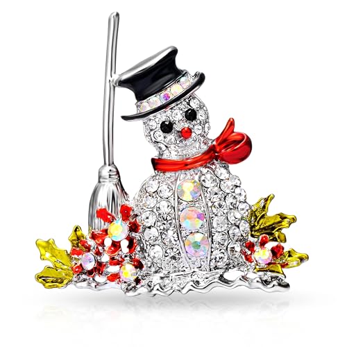 Brosche, weihnachtliches Design mit Schneemann-Motiv, Lieferung im Geschenkbeutel von Philip Jones