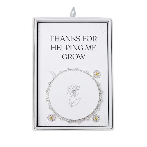 Philip Jones Stretch-Armband mit Gänseblümchen-Motiv "Thank for Helping Me Grow", mit Geschenkbox von Philip Jones