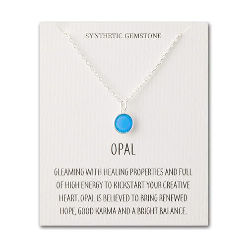 Philip Jones Versilberte synthetische blaue Opal-Halskette mit Zitatkarte, versilbert, synthetischer Opal, Versilbert, Synthetischer Opal von Philip Jones