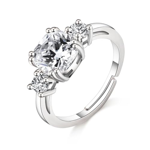 Philip Jones Versilberter DREI-Steine-Ring mit Zircondia®-Kristallen von Philip Jones