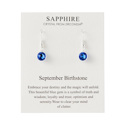 September Geburtsstein-Ohrringe mit Saphir-Zirkondia®-Kristallen von Philip Jones