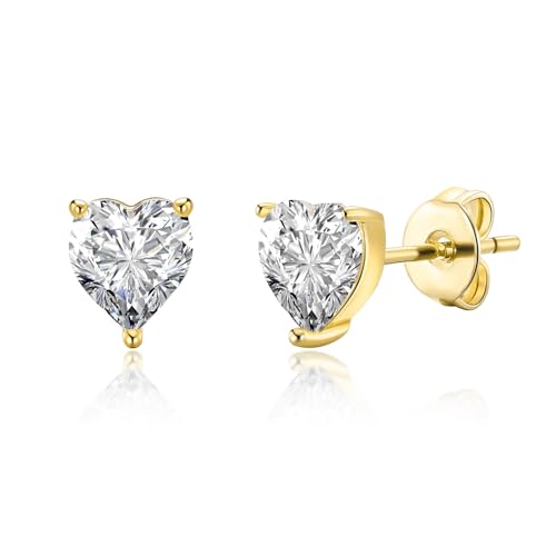 Vergoldete Herz-Ohrringe mit Zircondia®-Kristallen von Philip Jones
