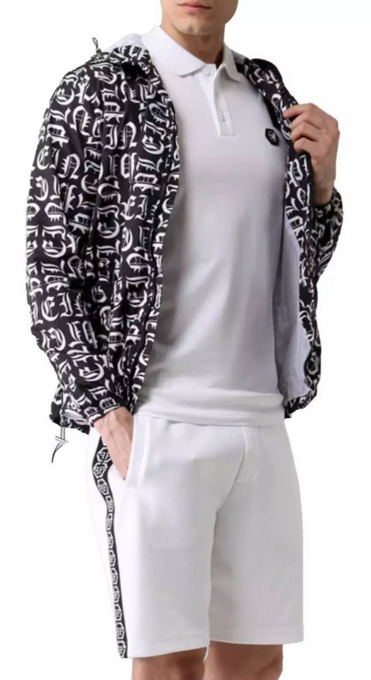 Philip Plein Poloshirt Polohemd mit Tape Streifen PP Hexagon Leder-Patch Slim Fit Doppelnadel-Nähten, ikonischen Philipp Plein Tape-Streifen von Philip Plein