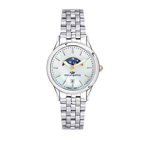 PHILIP WATCH Damen Mondphase Quarz Uhr mit Edelstahl Armband R8253596506 von Philip Watch