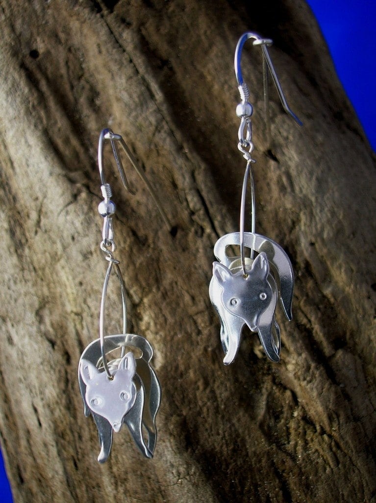 Handgemachte Sterling Silber 3D Fuchs Ohrringe Schmuck von PhilipTulley