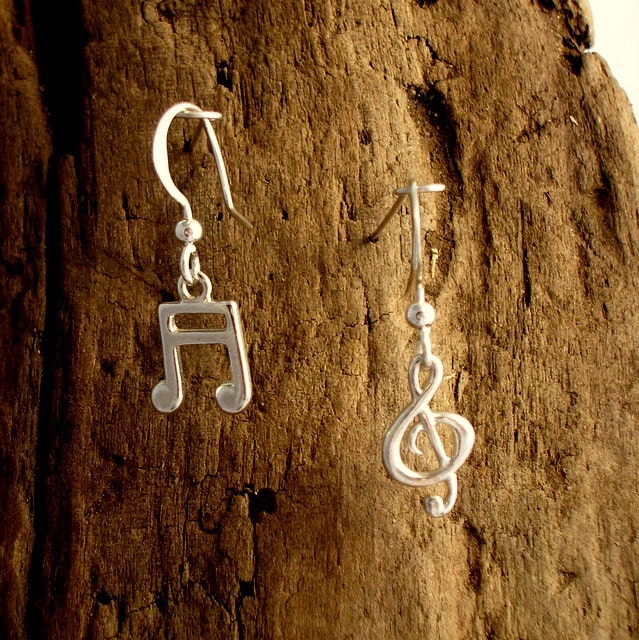 Handgemachte Sterling Silber Violinschlüssel Und Semiquaver Ohrringe Musik Schmuck von PhilipTulley
