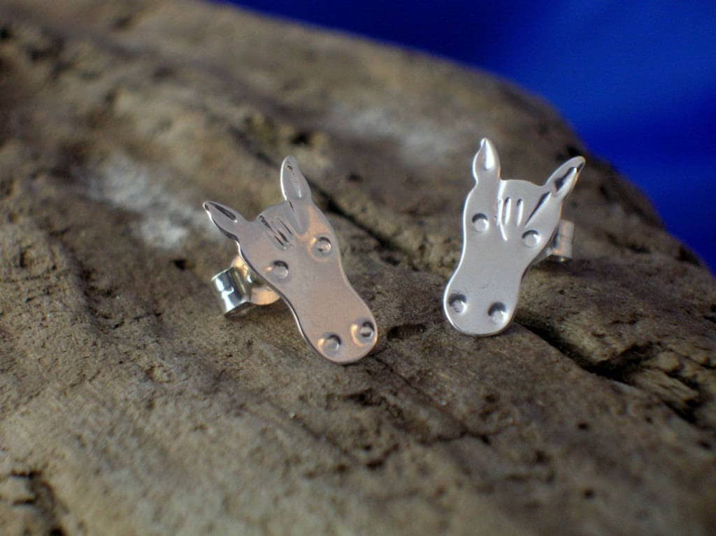 Handmade Sterling Silber Pferdekopf Ohrstecker Schmuck Von Pferden von PhilipTulley