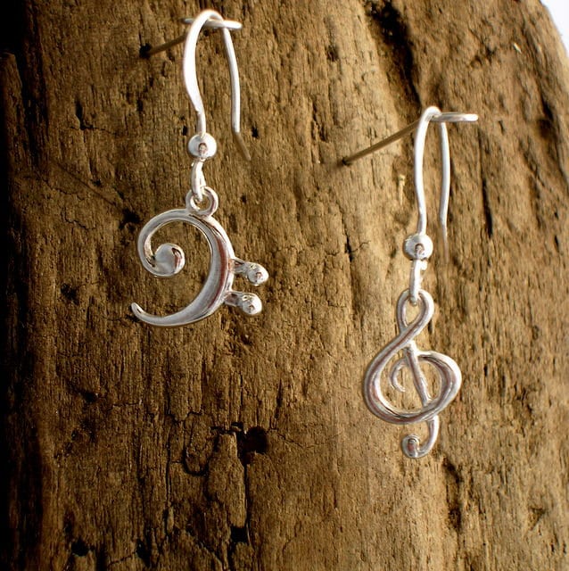 Violin - & Bassschlüssel Ohrringe Handgemachter Musikschmuck von PhilipTulley