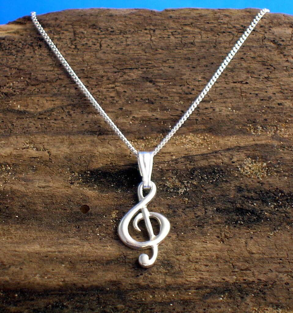 sterling Silber Violinschlüssel Halskette Handgemachtes Geschenk Für Musiker von PhilipTulley