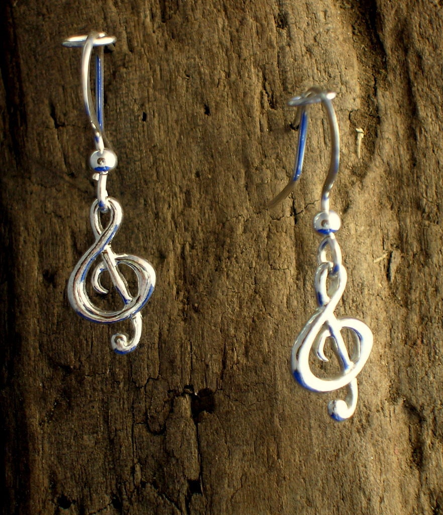 Violinschlüssel Ohrringe Aus 925Er Silber Handgemachtes Geschenk Für Musikliebhaber von PhilipTulley