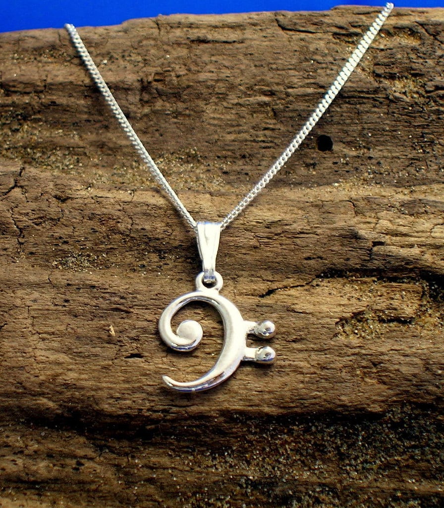sterling Silber Bassschlüssel Anhänger Halskette Handgemachtes Musik Geschenk von PhilipTulley
