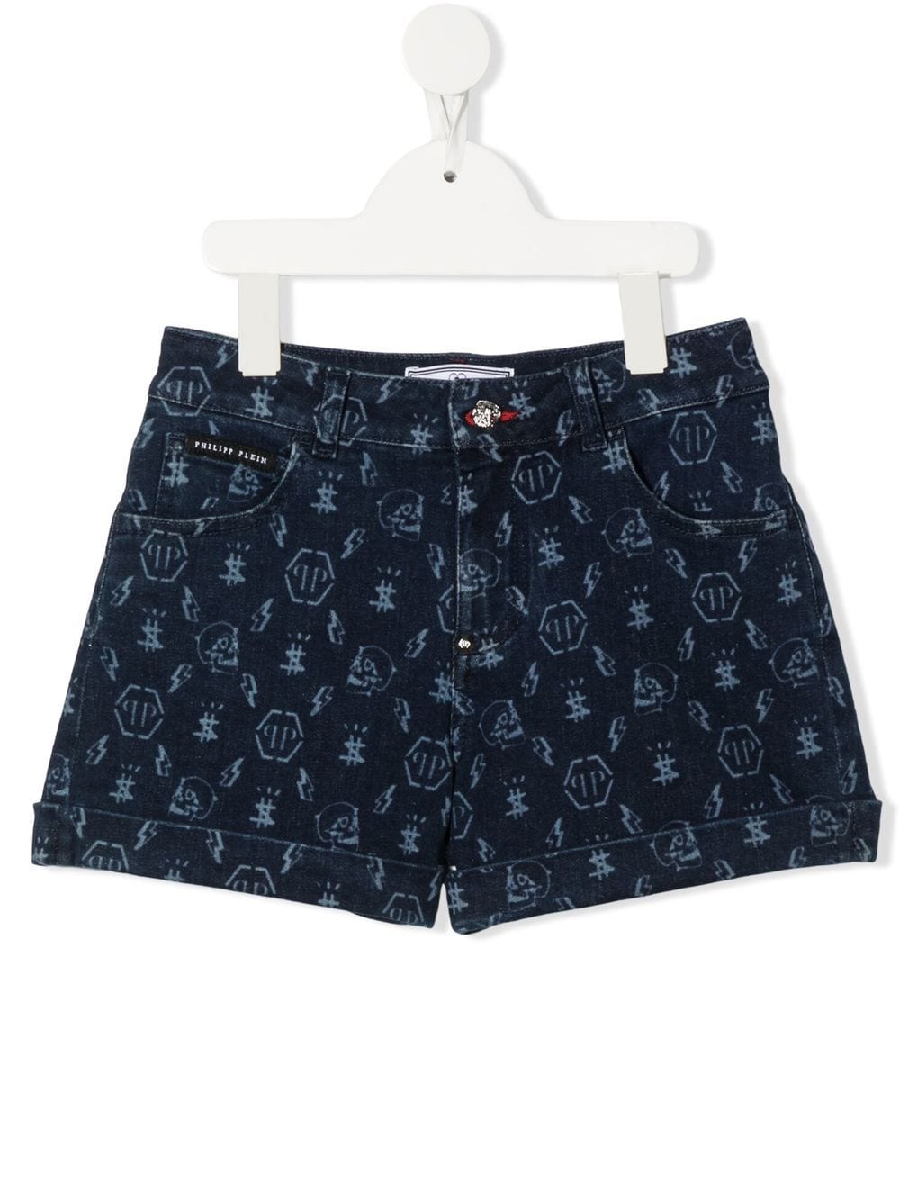 Philipp Plein Junior Jeans-Shorts mit Monogramm-Print - Blau von Philipp Plein Junior