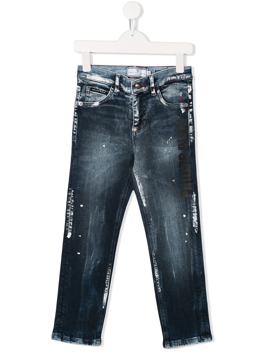 Philipp Plein Junior Jeans mit Farbklecks-Print - Blau von Philipp Plein Junior