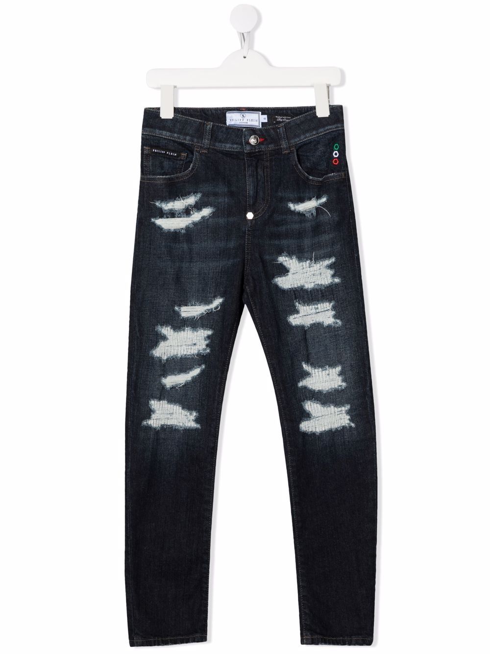 Philipp Plein Junior Schmale Jeans im Distressed-Look - Blau von Philipp Plein Junior