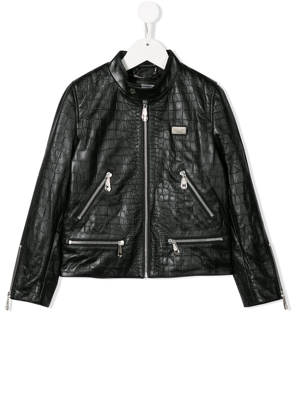 Philipp Plein Junior 'Statement Moto' Lederjacke - Schwarz von Philipp Plein Junior