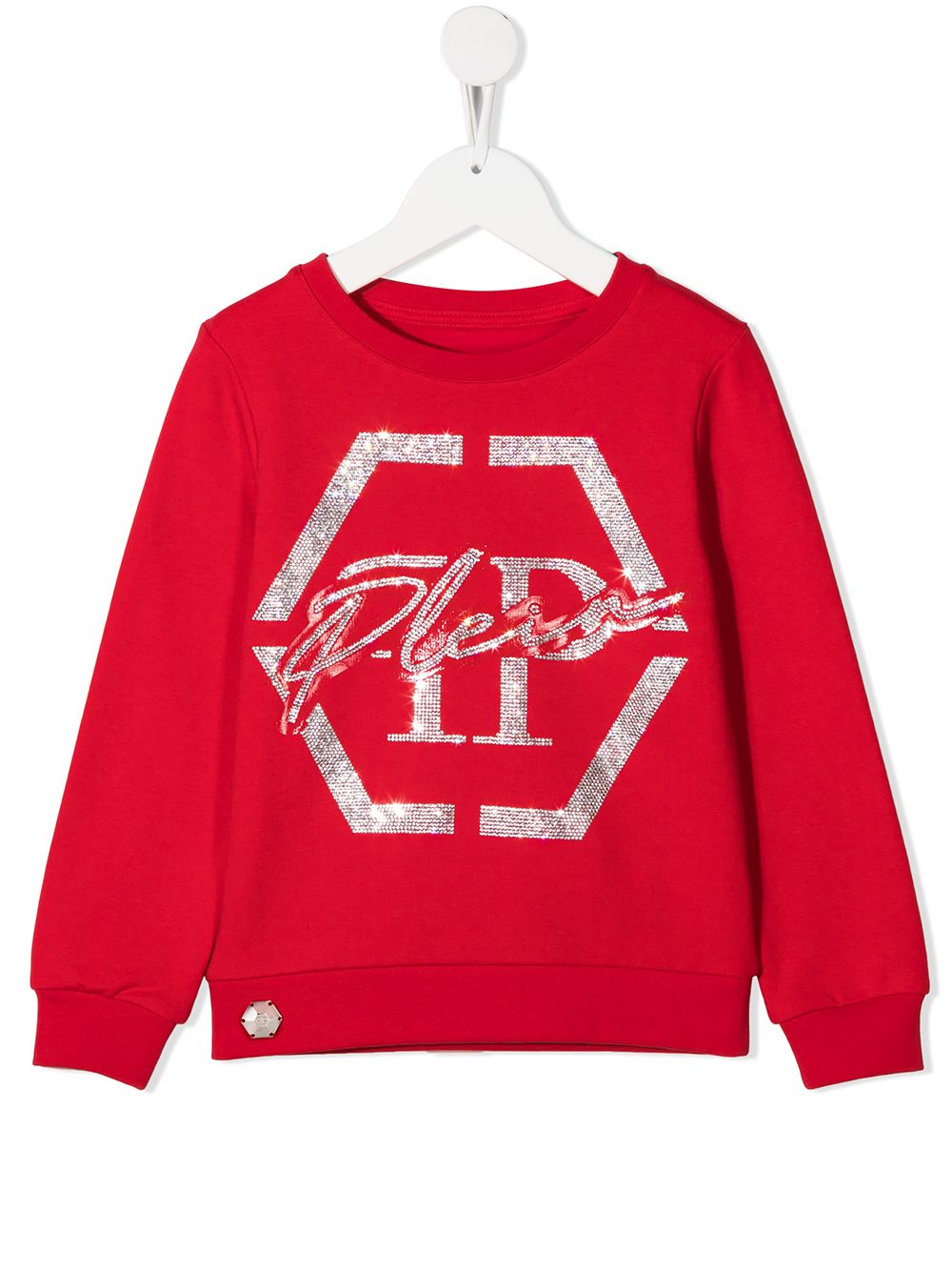 Philipp Plein Junior Sweatshirt mit Logo-Applikation - Rot von Philipp Plein Junior