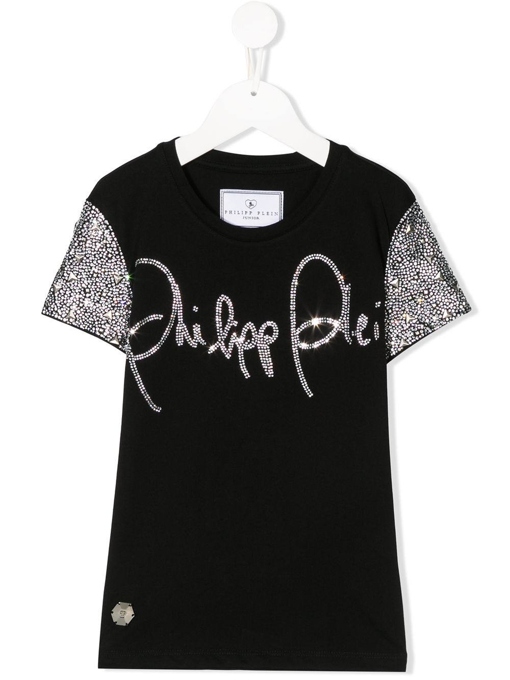 Philipp Plein Junior T-Shirt mit verzierten Ärmeln - Schwarz von Philipp Plein Junior