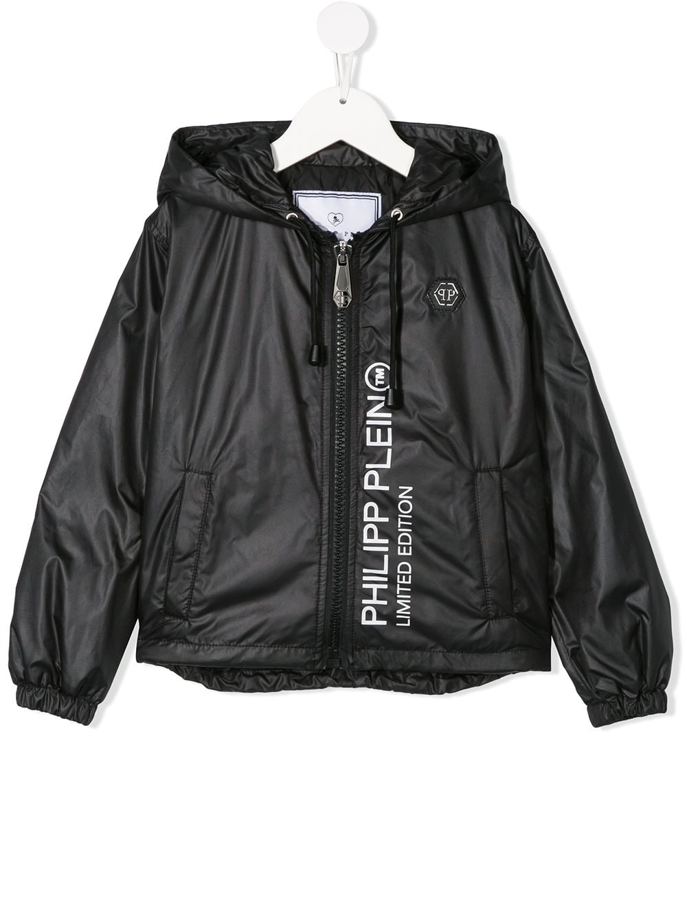 Philipp Plein Junior Kapuzenjacke mit Logo - Schwarz von Philipp Plein Junior