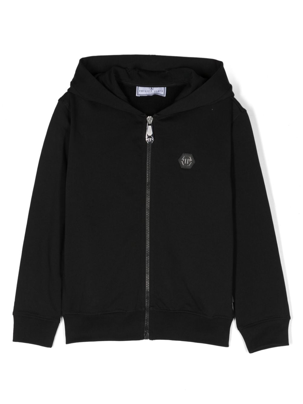 Philipp Plein Junior Kapuzenjacke mit Logo-Patch - Schwarz von Philipp Plein Junior