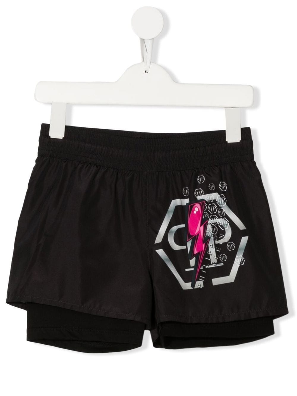 Philipp Plein Junior Badeshorts im Layering-Look - Schwarz von Philipp Plein Junior