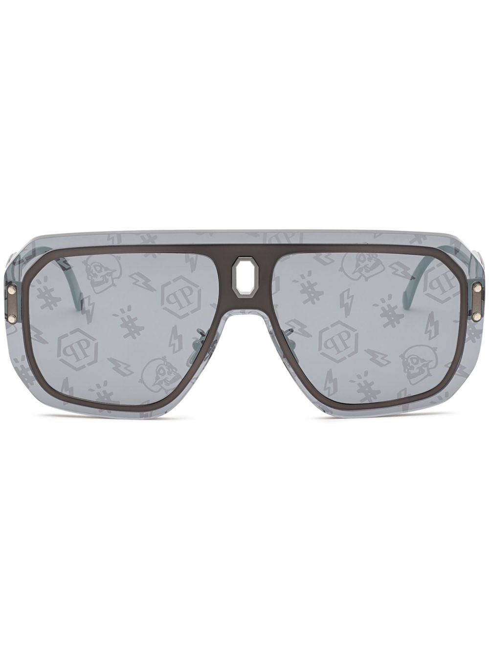 Philipp Plein Adventure Sonnenbrille mit Oversized-Gestell - Grau von Philipp Plein