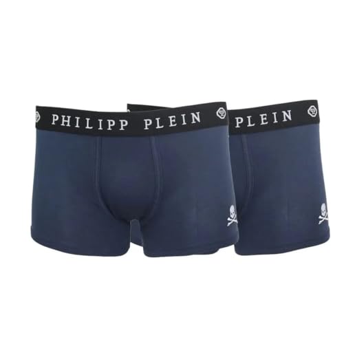 Philipp Plein BIPACK Underwear Stretch 2 Pack Trunk Skull Boxer Panties Boxershorts Brief Shorts Cotton Stretch Navy 2XL von Philipp Plein