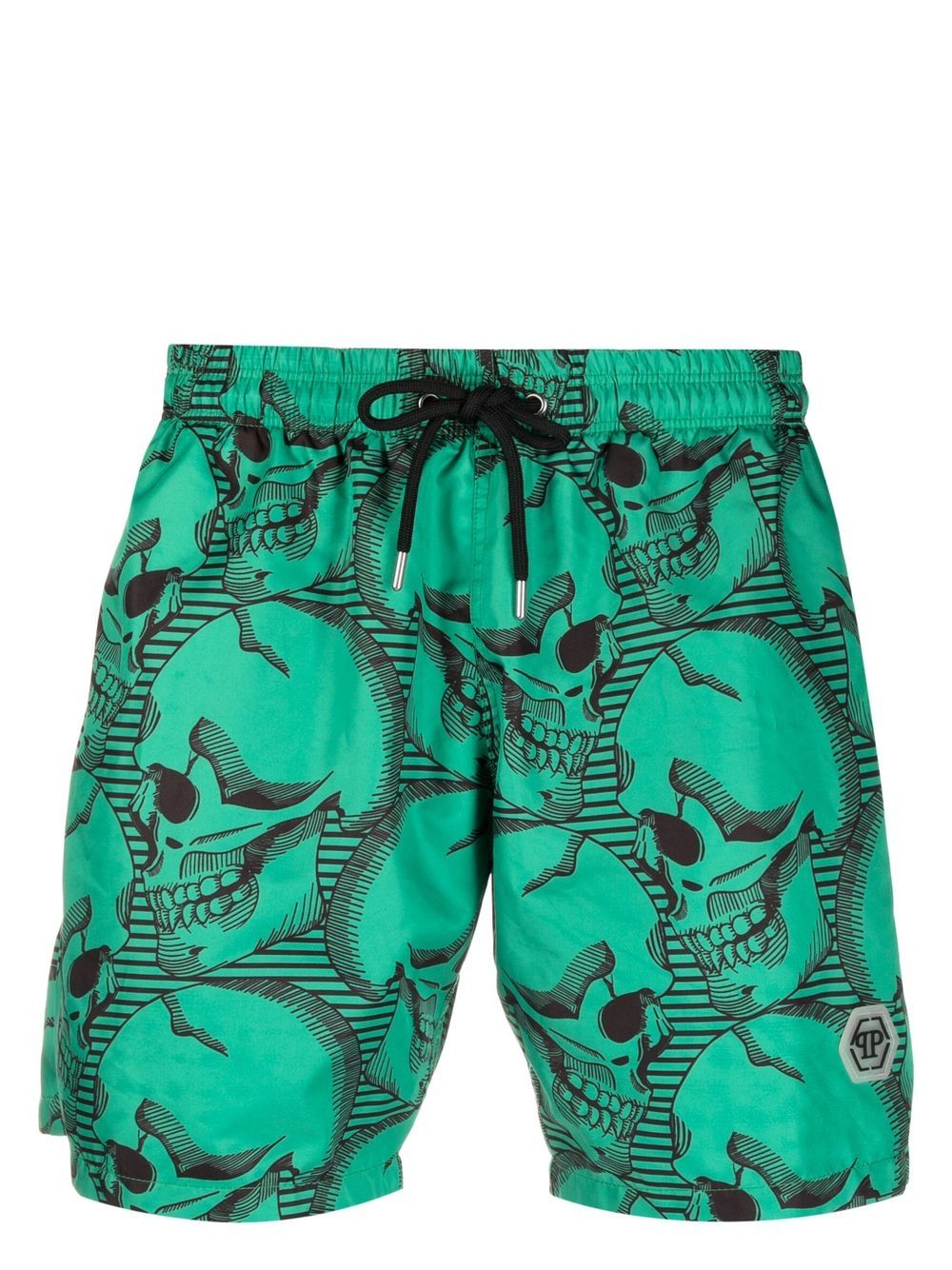 Philipp Plein Badeshorts mit Totenkopf-Print - Grün von Philipp Plein