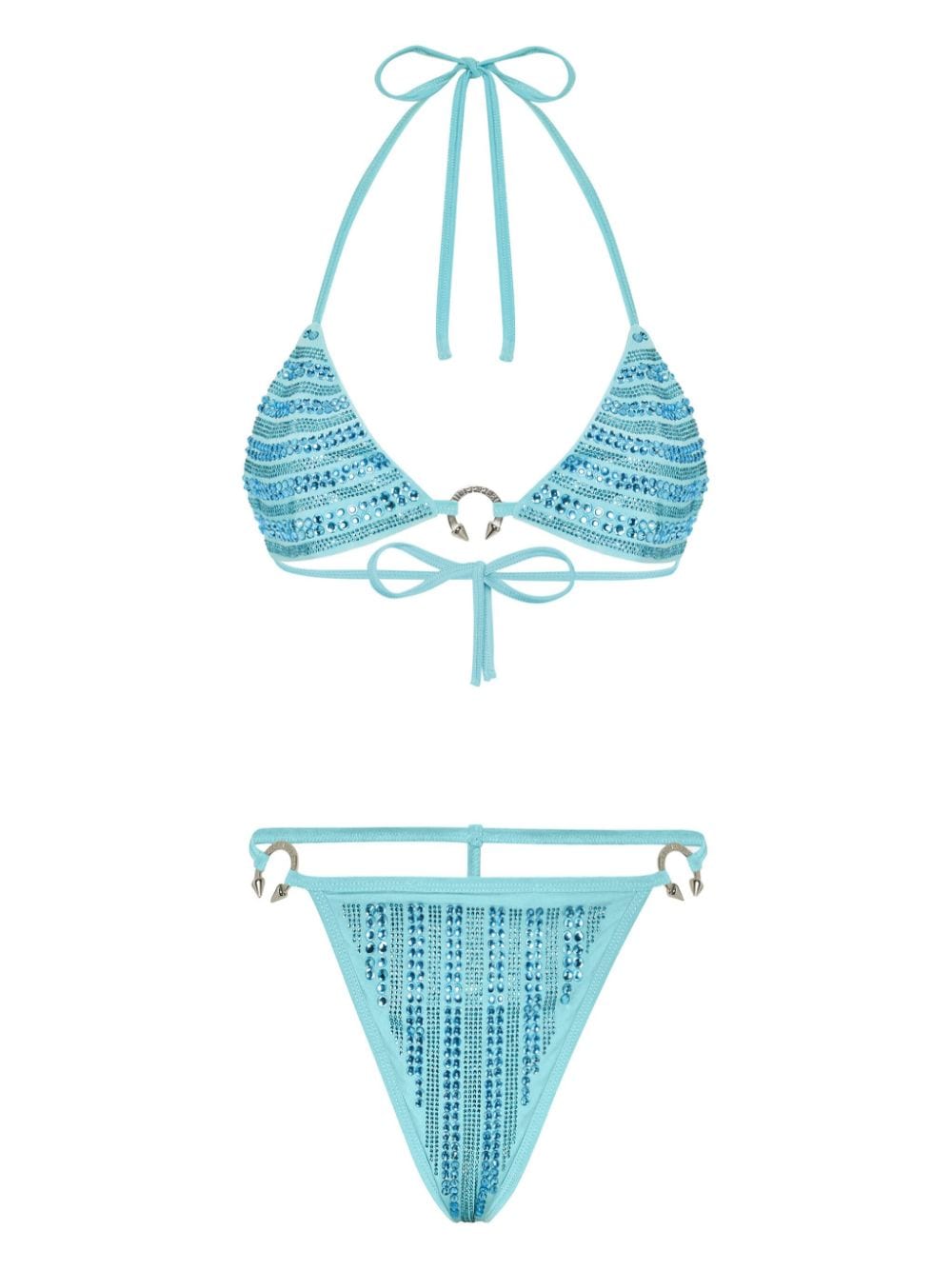 Philipp Plein Bandeau-Bikini mit Kristallen - Blau von Philipp Plein