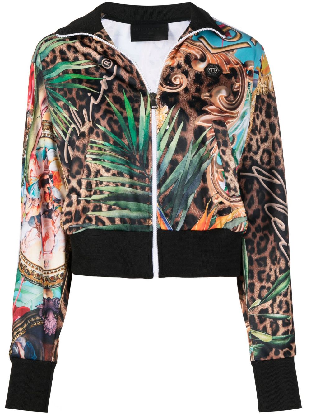 Philipp Plein Jacke mit Baroque Flowers-Print - Schwarz von Philipp Plein