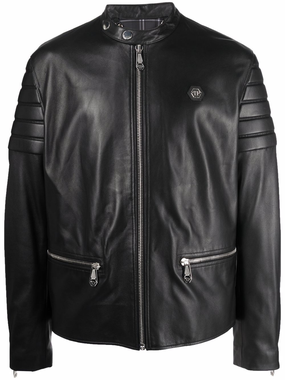 Philipp Plein Bikerjacke mit Dobermann-Print - Schwarz von Philipp Plein