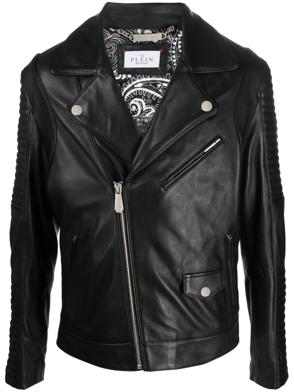 Philipp Plein Bikerjacke mit Logo-Prägung - Schwarz von Philipp Plein