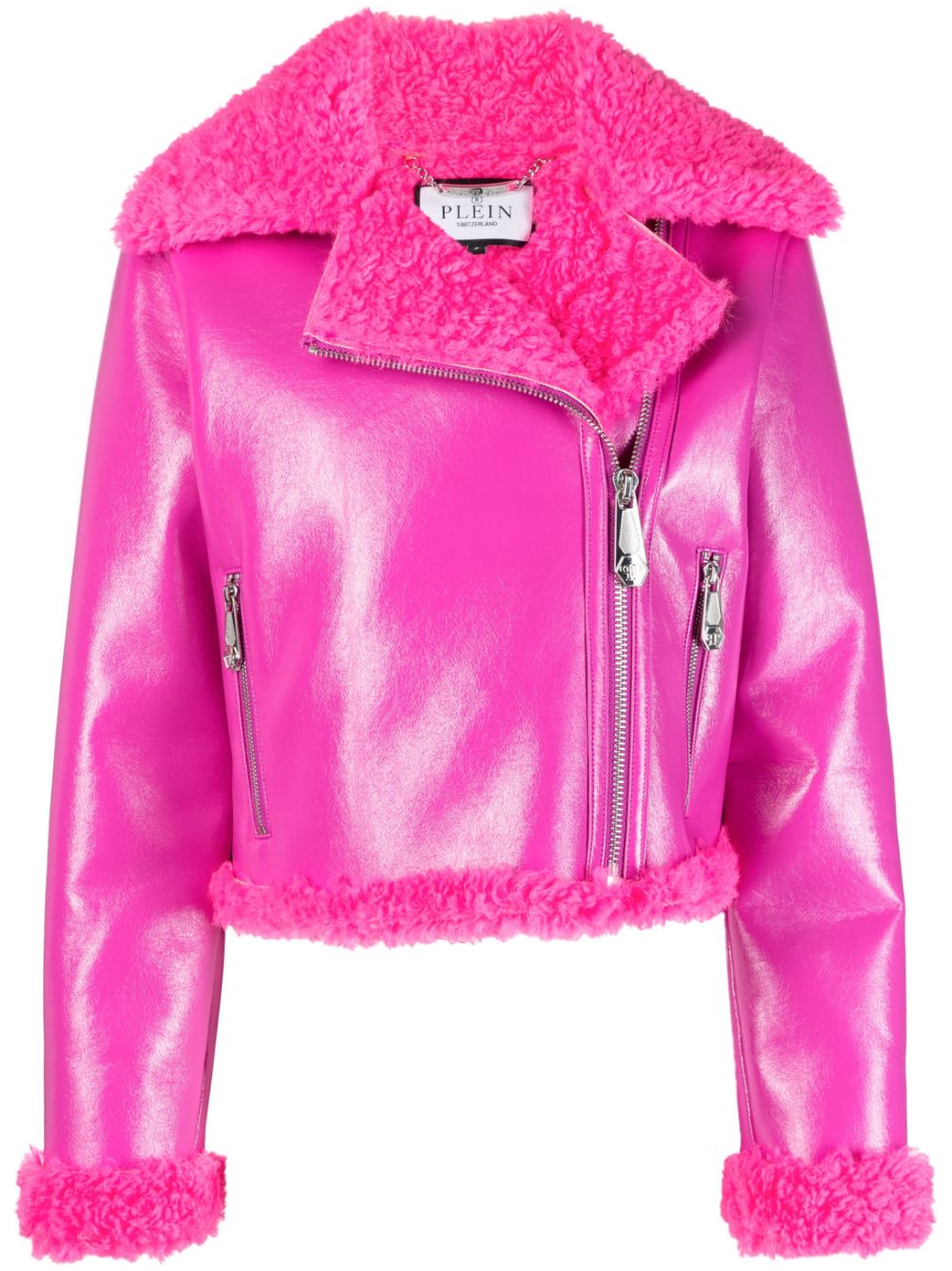 Philipp Plein Bikerjacke mit Shearling-Besatz - Rosa von Philipp Plein