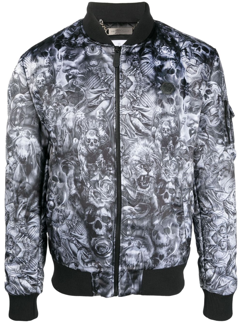 Philipp Plein Bomberjacke mit Tattoo-Print - Schwarz von Philipp Plein